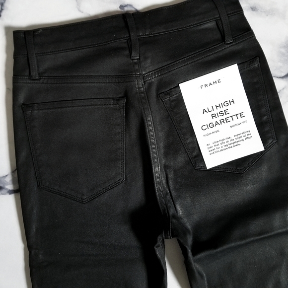 Frame Ali High Rise Cigarette Jean in Noir Coated - Picture 11 of 14